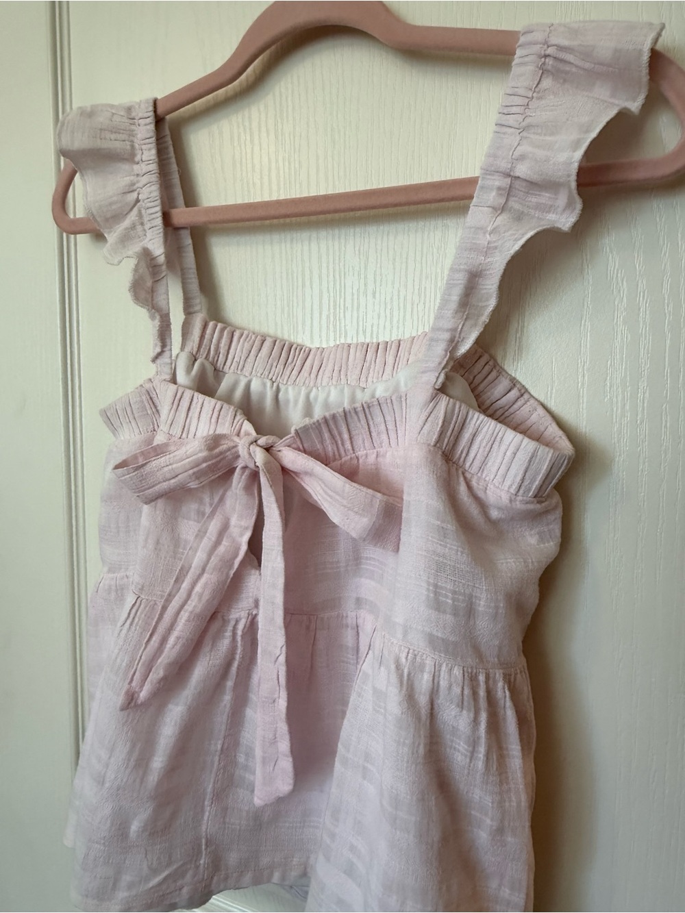 miami Pale Pink Ruffle Strap Peplum Top - Picture 3 of 8